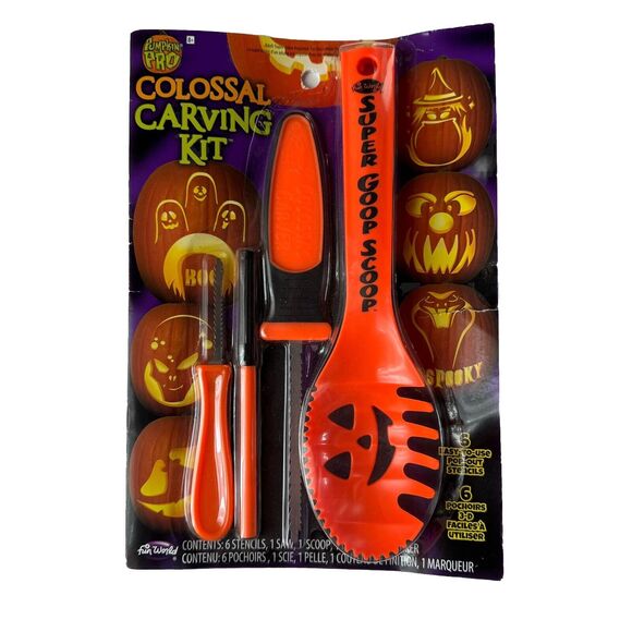 Pumpkin Pro Halloween Pumpkin Colossal Carving Kit 4 Tools 6 Stencils - Picture 1 of 6